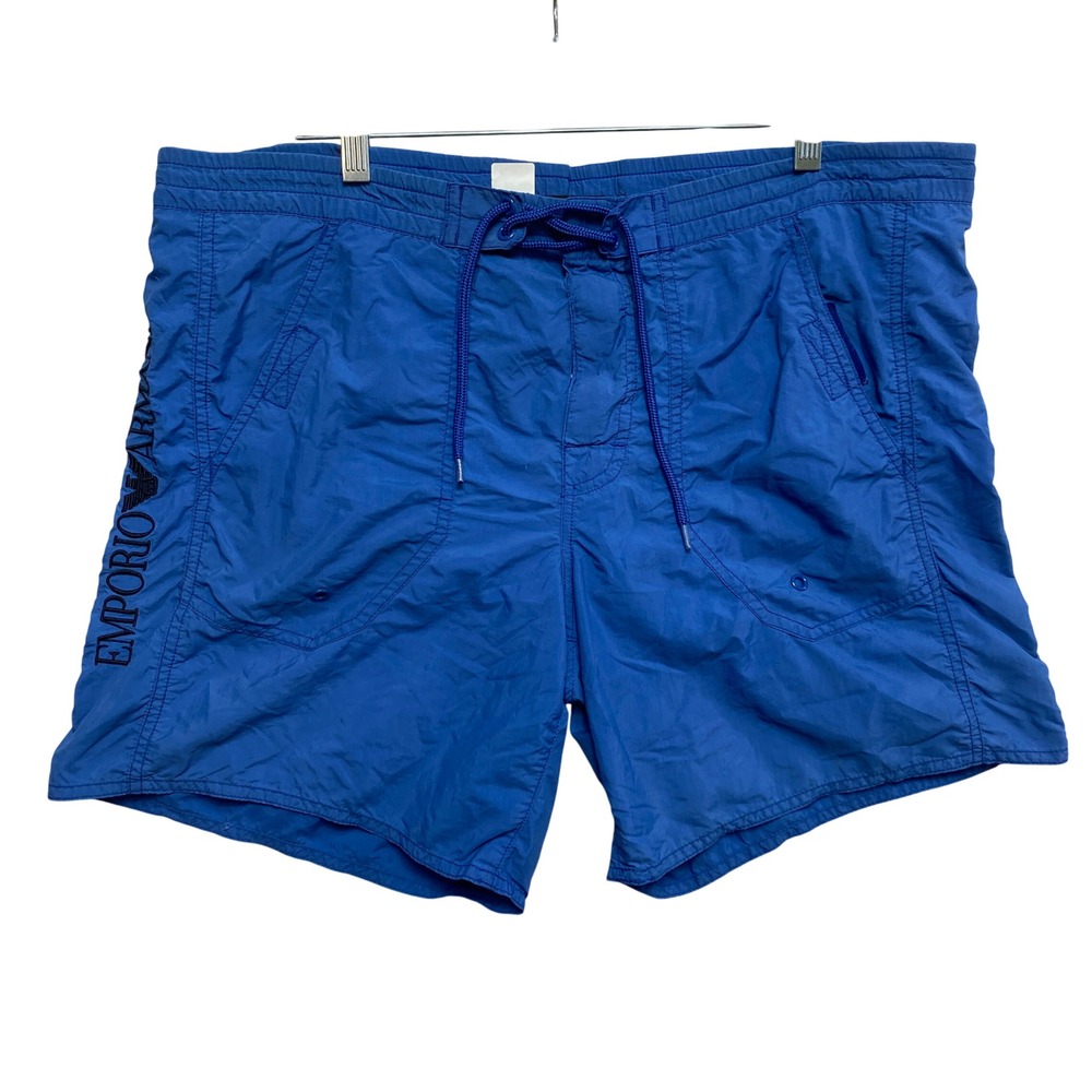 Emporio Armani Swim Shorts Mens 48 Blue Logo Graphic Drawstring Trunk